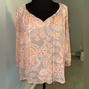a.n.a Orange 3/4 Sleeve Relaxed Blouse